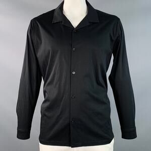 RAITH Size XL Black Cotton Button Up Spread Collar Long Sleeve Shirt